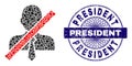 Distress President Badge and Geometric Wrong Clerk Mosaic