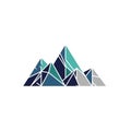 Geometric mountain illustration using shades of blue, turquoise, and gray Royalty Free Stock Photo