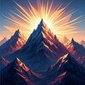 Geometric mountain peaks under a stylized Royalty Free Stock Photo