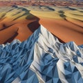 Geometric mountain range transitions into undulating Royalty Free Stock Photo