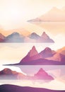 Geometric Mountain and Sunset Background - Vector Illustration Royalty Free Stock Photo