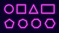 Geometric neon frames template. Purple shapes polygons and rectangles