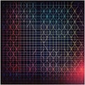 A geometric neon grid with vibrant lines forming an abstract digital pattern
