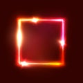 Geometric neon light signage. Glowing square shape