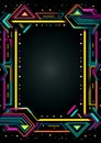 Geometric neon wir 90s retro nostalgic frame Royalty Free Stock Photo