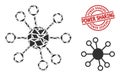Geometric Node Links Icon Mosaic and Scratched Power Sharing Seal