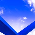 Geometric object and blue sky. Modern minimal art