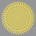 Geometric Optical Illusion With Arrows. Yellow And Grey Circle Pattern