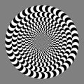 Geometric optical illusion concept. White and black psychedelic circle pattern