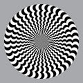 Geometric optical illusion concept. White and black psychedelic circle pattern