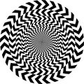 Geometric optical illusion. white and black circle pattern