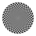Geometric optical illusion. white and black circle pattern