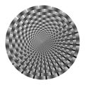 Geometric optical illusion. white and black circle pattern