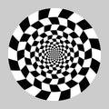 Geometric optical illusion. white and black circle pattern