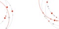 Geometric orbits and intersecting paths with vivid red details, representing futuristic themes. Great for AI, robotics