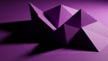 Geometric Origami Sculpture with Sharp Angles and Deep Shadows in a Monochromatic Purple Toned Studio Setting Royalty Free Stock Photo