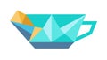 Geometric Origami Style Tea Cup Modern Design, vector design Generative AI Royalty Free Stock Photo