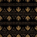 Geometric ornament seamless pattern. Modern stylish texture. Gold trendy glitter print on black Royalty Free Stock Photo