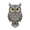 Geometric Owl Illustration with Yellow Eyes and Triangular Patterns Royalty Free Stock Photo