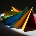 Geometric paper sculptures feature in this image, comprising multiple colorful Royalty Free Stock Photo
