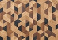 Geometric parquet flooring pattern features a wood composition with various shades, including Royalty Free Stock Photo