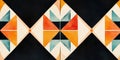 Geometric abstract symmetrical pattern with orange blue shapes Royalty Free Stock Photo