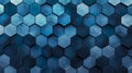 Geometric Pattern Background With An Array Of Hexagons In Various Shades Of Blue - Generative AI