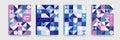 Geometric pattern background texture for poster cover design. Minimal triangle, circle, square blue, violet color vector banner te