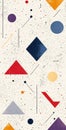 Geometric pattern with colorful circles, triangles, and lines on a light background creating a dynamic abstract Royalty Free Stock Photo