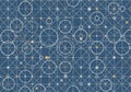 Composed of interconnected circles and lines against a dark blue Royalty Free Stock Photo