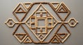Geometric pattern composed of small wooden Royalty Free Stock Photo