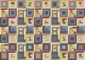 Geometric pattern comprising a grid of squares, each featuring a variety of smaller squares, Royalty Free Stock Photo