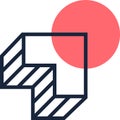Geometric pattern creating an optical illusion with bold lines and shapes, enhanced by a vibrant color contrast