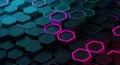 Geometric pattern with 3D hexagonal shapes in varying heights, creating a layered Royalty Free Stock Photo