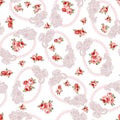 Flowers and seamless pattern.Silk scarf design, fashion textile Royalty Free Stock Photo