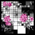 Flowers pattern.Silk scarf design, fashion textile