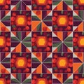 Geometric pattern features repeating hexagonal shapes surrounded by red apples and Royalty Free Stock Photo