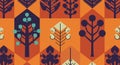 Geometric pattern features stylized tree designs with hexagonal backgrounds in Royalty Free Stock Photo