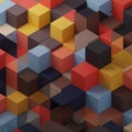 A geometric pattern featuring an array of 3D cubes in various colors including red, Royalty Free Stock Photo