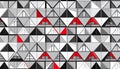 Geometric Pattern of Triangles in Gray, White, Black, and Red Colors, Abstract Background Royalty Free Stock Photo