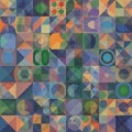 Geometric pattern featuring a grid of various shapes such as circles, Royalty Free Stock Photo