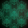 Featuring hexagonal shapes interconnected by intricate neon green Royalty Free Stock Photo