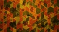 Geometric pattern featuring hexagons and parallelograms in warm shades of orange, yellow, and Royalty Free Stock Photo