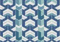 Geometric pattern featuring interlocking chevrons in varying shades of blue and white. The design Royalty Free Stock Photo