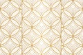 Geometric pattern featuring interlocking circles and leaf-like motifs, outlined in gold lines Royalty Free Stock Photo