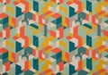 Geometric pattern featuring interlocking 3D cubes in vibrant colors, including teal, Royalty Free Stock Photo