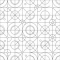 Geometric pattern featuring intersecting circles and lines on a grid Royalty Free Stock Photo