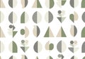 Geometric pattern featuring a repetitive arrangement of shapes including circles, triangles, and Royalty Free Stock Photo