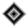 A geometric pattern featuring a series of nested diamond shapes in grayscale.