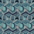 Design creates an optical illusion with interconnected hexagons and Royalty Free Stock Photo